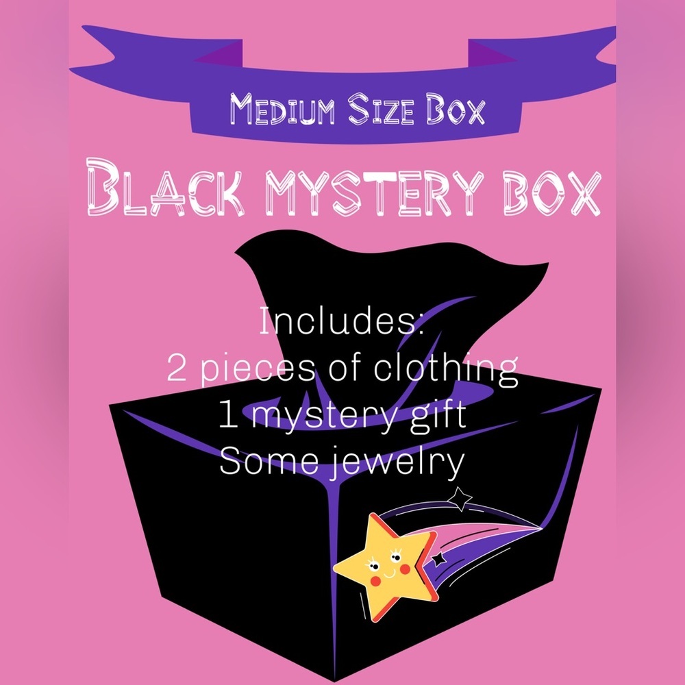 Fun Black Clothes Reseller Mystery Box 2pc Clothing 1 Gift Jewelry Bundle Lot M